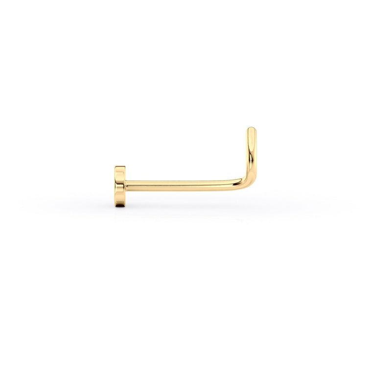14K Hammered Disc Curved Nose Ring - 20G