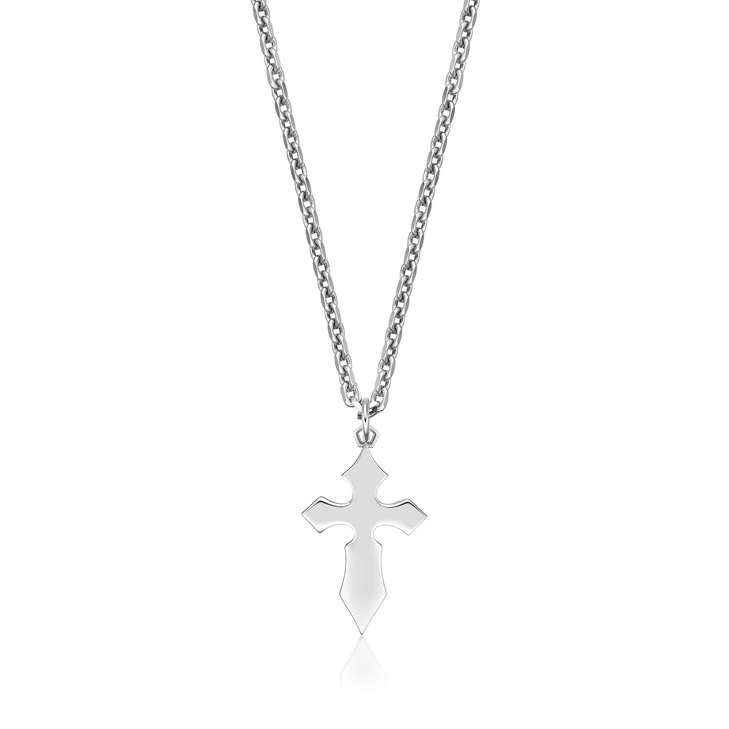 Men's Two-Tone Cross Pendant in Sterling Silver with Yellow Gold Plated Accent