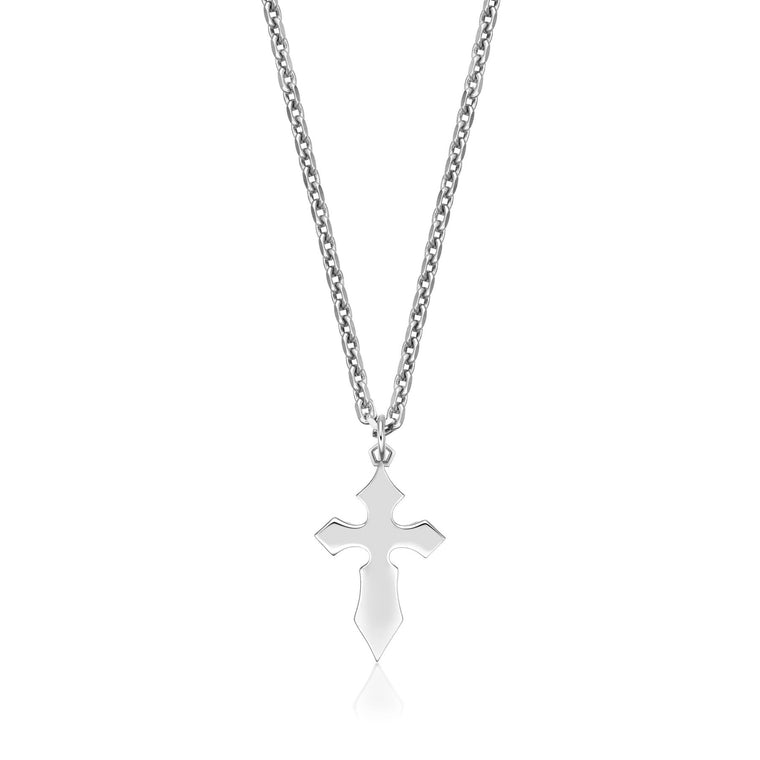 Men's Two-Tone Cross Pendant in Sterling Silver with Yellow Gold Plated Accent