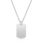 Men’s Black Agate Dog Tag Pendant in Stainless Steel