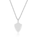 Men's Black Spinel Shield Pendant in Sterling Silver