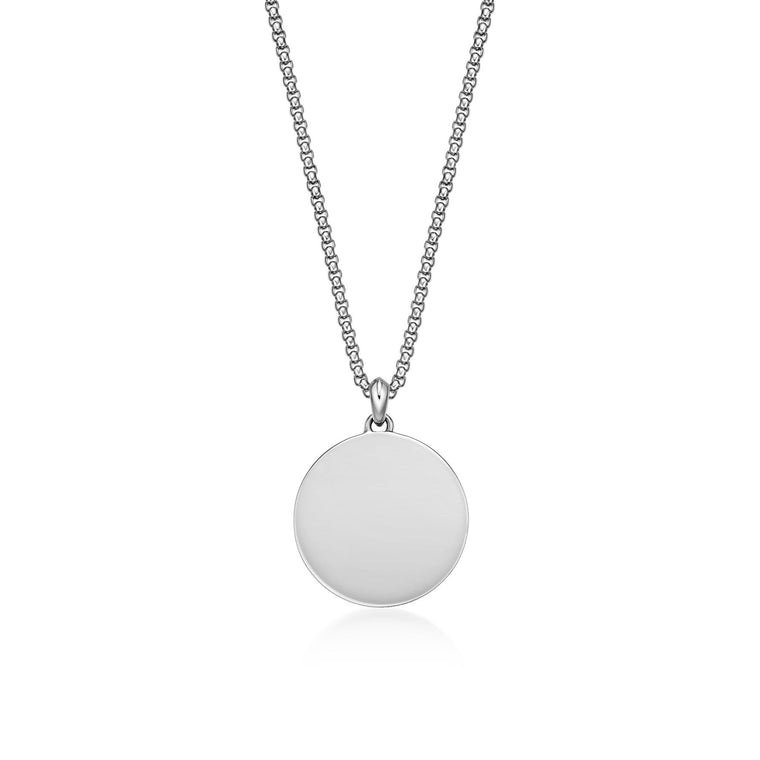 Men's Black Spinel Compass Medallion Pendant in Sterling Silver