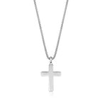 Men's Black Spinel Cross Pendant in Sterling Silver