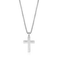 Men's Black Spinel Cross Pendant in Sterling Silver