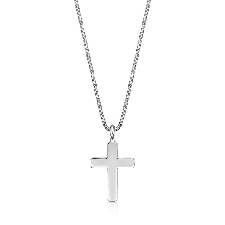Men's Black Spinel Cross Pendant in Sterling Silver