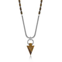 Men's Tiger Eye Arrowhead Necklace in Sterling Silver