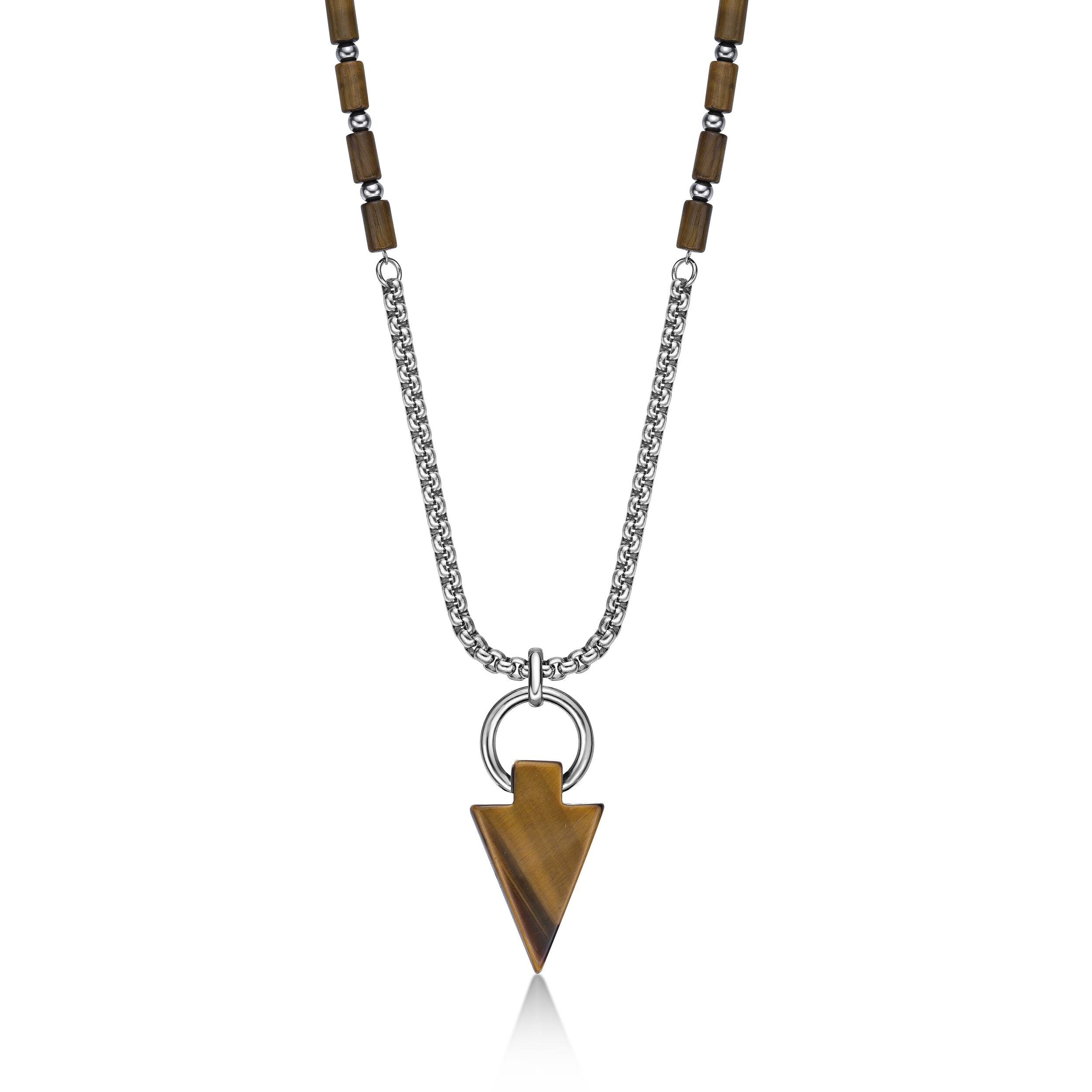 Men's Tiger Eye Arrowhead Necklace in Sterling Silver