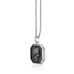 Skull Medallion Pendant with Black Diamond Accents in Sterling Silver