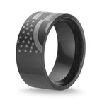 American Flag Band in Black Ion-Plated Stainless Steel
