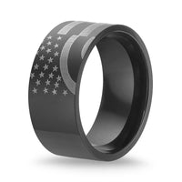 American Flag Band in Black Ion-Plated Stainless Steel
