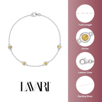 Birthstone Station Bracelet in Sterling Silver