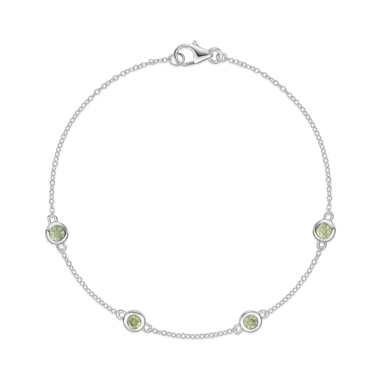 Birthstone Station Bracelet in Sterling Silver