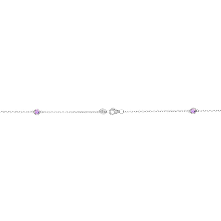 Birthstone Station Necklace in Sterling Silver