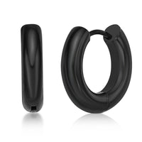 Plain Hoop Earring in Black Ion Plated Stainless Steel