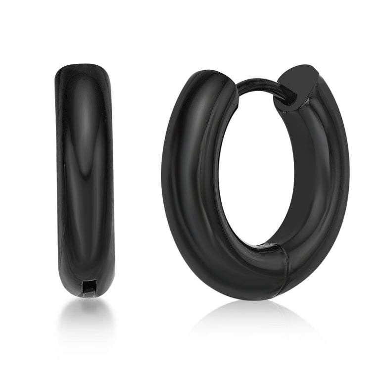 Plain Hoop Earring in Black Ion Plated Stainless Steel