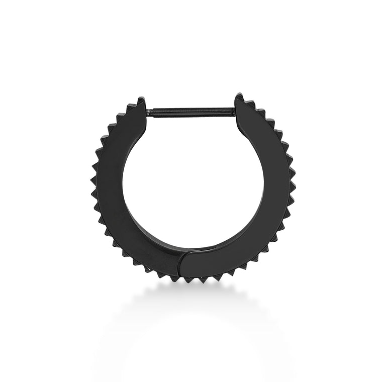 Ridged Hoop Earring in Black Ion Plated Stainless Steel