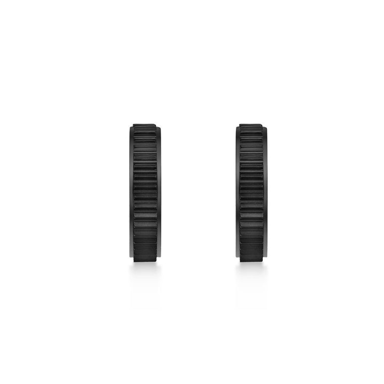 Ridged Hoop Earring in Black Ion Plated Stainless Steel