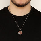 Round Eagle Pendant in Brown Obsidian and Serling Silver