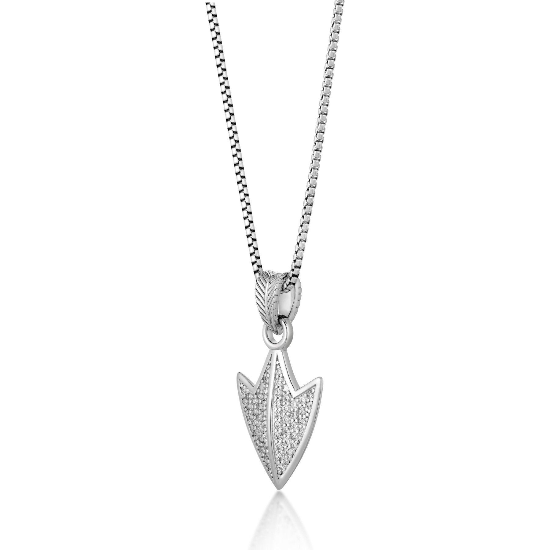 Men's Arrowhead Pendant with Lab-Created White Sapphire in Sterling Silver