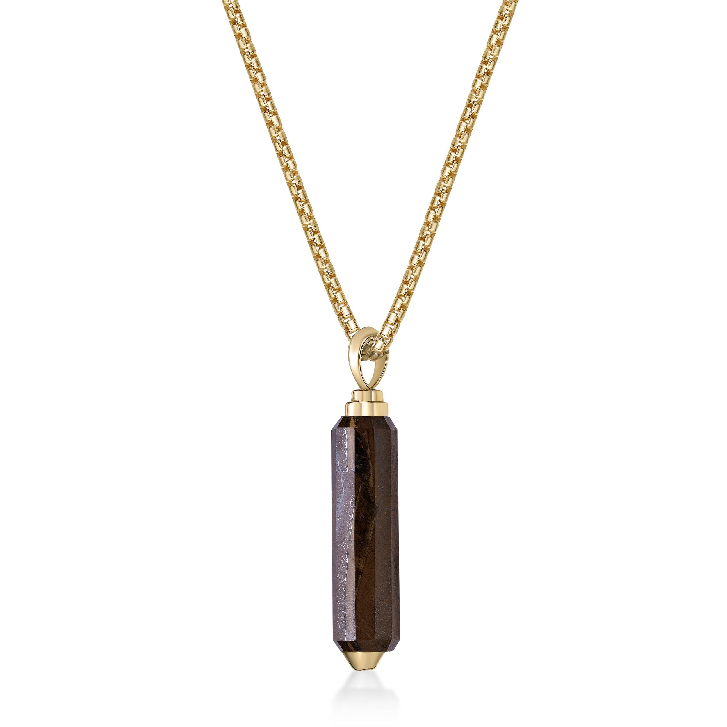 Tiger Eye Pendant in Yellow Gold Plated Sterling Silver