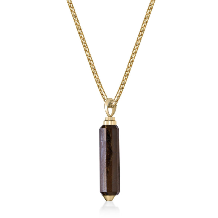 Tiger Eye Pendant in Yellow Gold Plated Sterling Silver