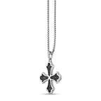 Men's Black Spinel Cross Pendant in Sterling Silver