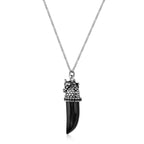 Men's Black Agate Claw Pendant with Black Spinel in Sterling Silver
