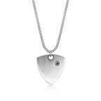 Men's Black Spinel Eagle Shield Pendant in Sterling Silver
