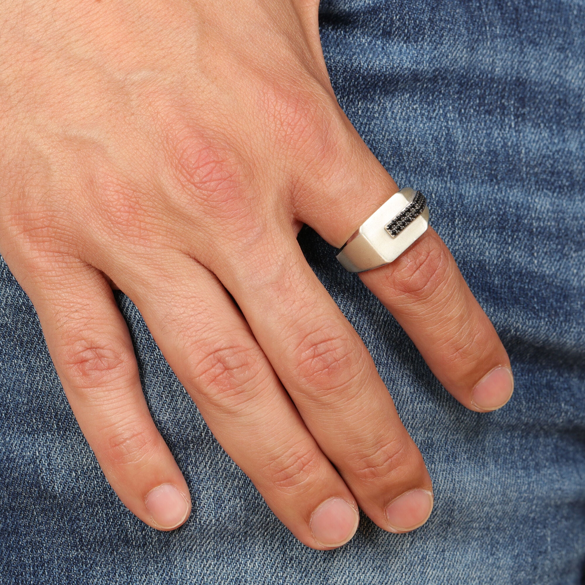 Men's Black Diamond Ring in Sterling Silver (1/4 ct. tw.)