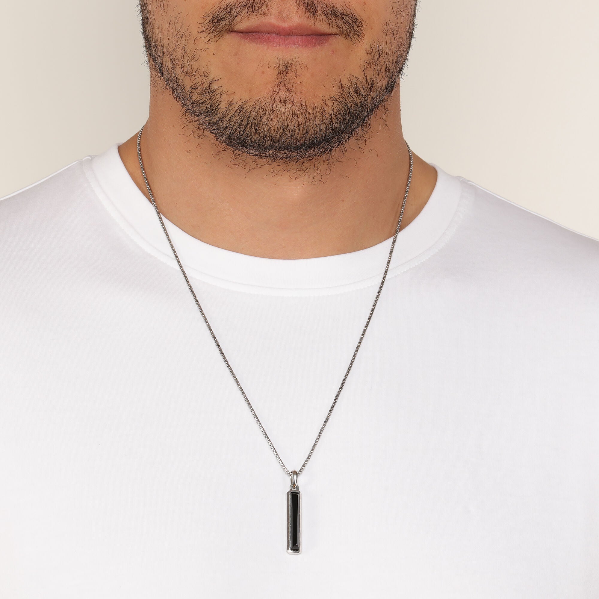 Men's Black Onyx  Pendant in Sterling Silver
