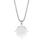 Men's Black Spinel Compass Pendant in Sterling Silver
