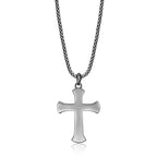 Men's Black Spinel Cross Pendant in Sterling Silver