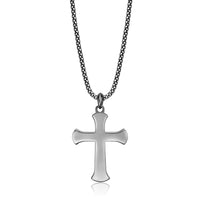 Men's Black Spinel Cross Pendant in Sterling Silver