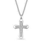 Men's Lab Grown Diamond Flared Cross Pendant in Sterling Silver (1/2 ct. tw.)
