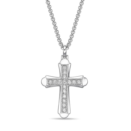 Men's Lab Grown Diamond Flared Cross Pendant in Sterling Silver (1/2 ct. tw.)