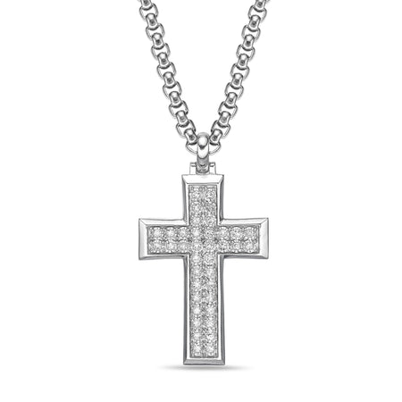 Men's Lab Grown Diamond Cross Pendant in Sterling Silver (1/2 ct. tw.)