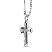 Men's Lab Grown Diamond Cross Pendant in Sterling Silver (1/2 ct. tw.)