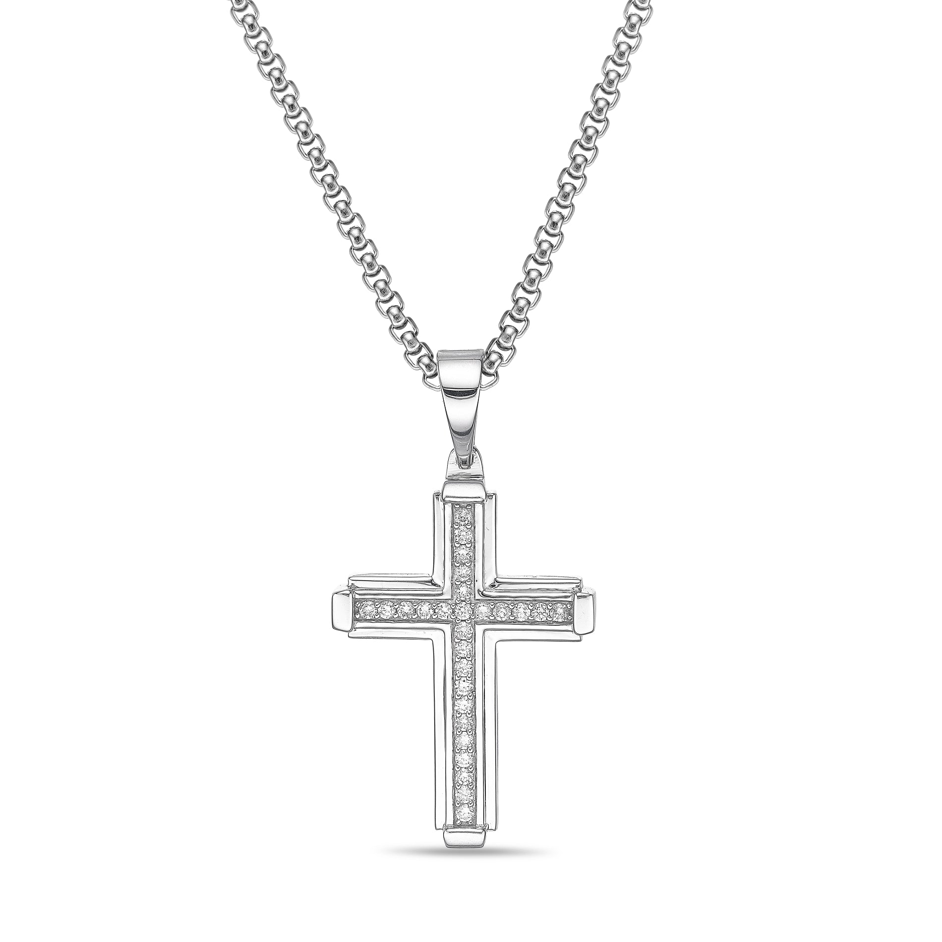 Men's Lab Grown Diamond Cross Pendant in Sterling Silver (1 ct. tw.)