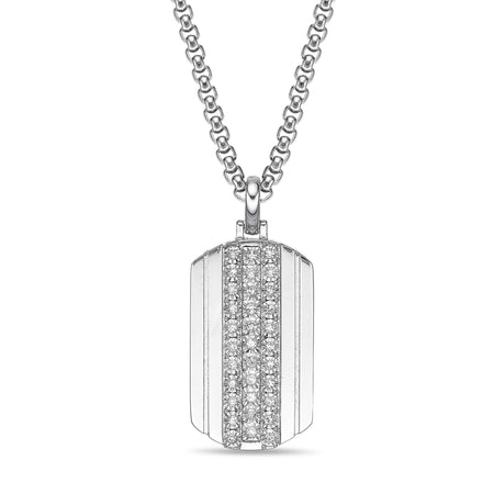 Men's Lab Grown Diamond Dog Tag Pendant in Sterling Silver (1/3 ct. tw.)