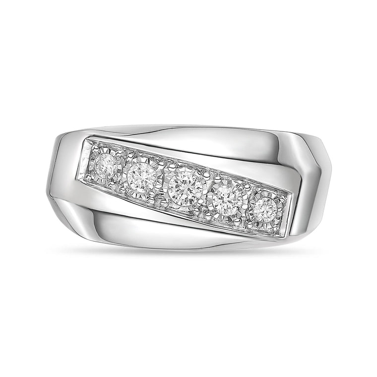 Men's Lab Grown Diamond Ring in Sterling Silver (1/4 ct. tw.)