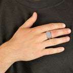 Men's Three-Row Lab Grown Diamond Band in Sterling Silver (1/4 ct. tw.)