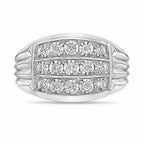 Men's Three-Row Lab Grown Diamond Statement Ring in Sterling Silver (1/3 ct. tw.)