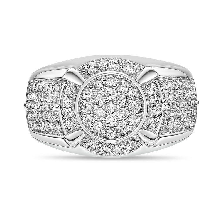 Pavé Halo Ring in Sterling Silver