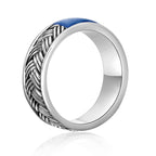 Men's Royal Blue Agate Woven Band in Sterling Silver