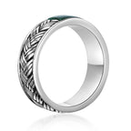 Men's Malachite Woven Band in Sterling Silver