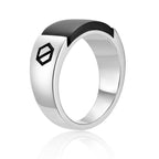 Men's Black Onyx Geometric Ring in Sterling Silver