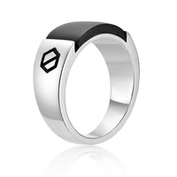 Men's Black Onyx Geometric Ring in Sterling Silver