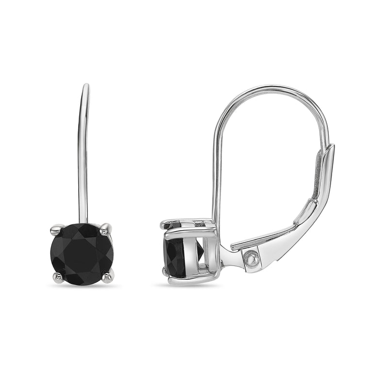 Black Onyx Leaverback Earrings in Sterling Silver