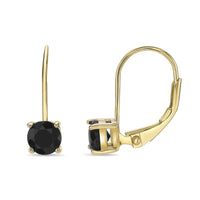 Black Onyx Leaverback Earrings in Sterling Silver