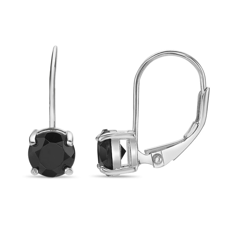 Black Onyx Leaverback Earrings in Sterling Silver